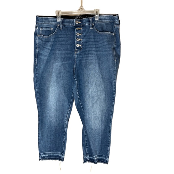 torrid Denim - TORRID Plus Size Womens Jeans Size 22 Medium Blue Sky High Skinny Crop Raw Hem